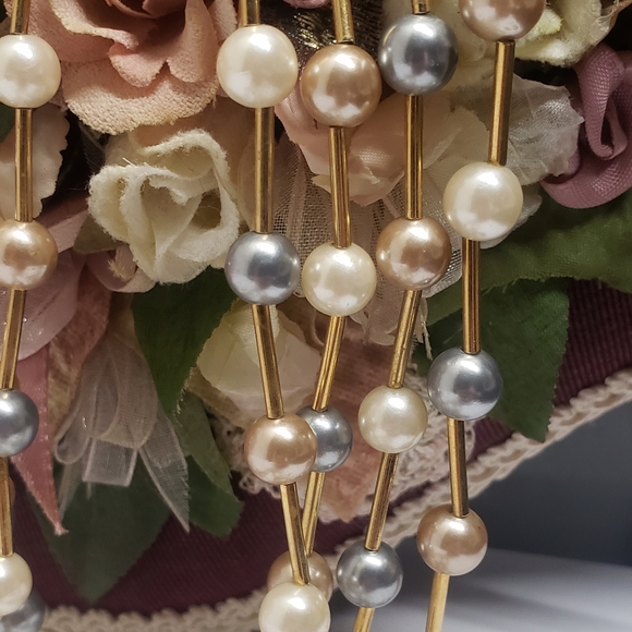 Vintage Avon Multi Color Pearl Beaded Multi Strand Necklace - Picture 6 of 9